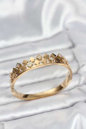 316l çelik Gold Renk Minimal Yoncalı Kadın Kelepçe Bileklik 316l çelik Gold Renk Minimal Yoncalı Kadın Kelepçe Bileklik