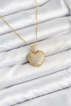 316l çelik Zincir Gold Renk Zirkon Taşlı Kalpli Kadın Kolye 316l çelik Zincir Gold Renk Zirkon Taşlı Kalpli Kadın Kolye