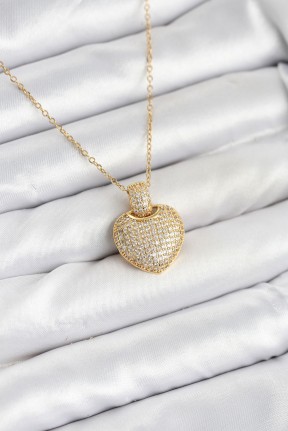 316l çelik Zincir Gold Renk Zirkon Taşlı Kalpli Kadın Kolye 316l çelik Zincir Gold Renk Zirkon Taşlı Kalpli Kadın Kolye