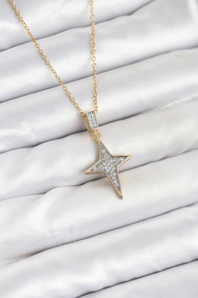 316l çelik Zincir Gold Renk Kutup Yıldızı Model Zirkon Taşlı Kadın Kolye 316l çelik Zincir Gold Renk Kutup Yıldızı Model Zirkon Taşlı Kadın Kolye
