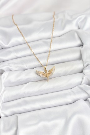 316l çelik Zincir Gold Renk Melek Model Kadın Kolye 316l çelik Zincir Gold Renk Melek Model Kadın Kolye