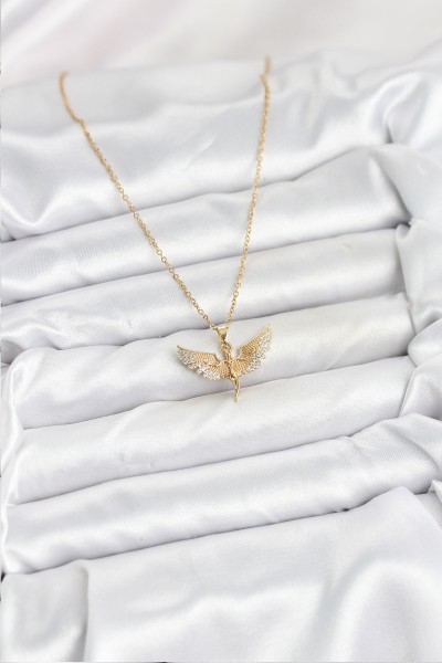 316l çelik Zincir Gold Renk Melek Model Kadın Kolye 316l çelik Zincir Gold Renk Melek Model Kadın Kolye