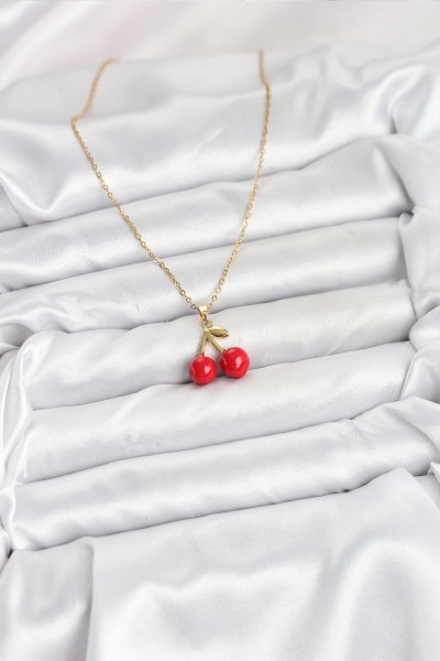 316l çelik Zincir Gold Renk Kiraz Model Kadın Kolye 316l çelik Zincir Gold Renk Kiraz Model Kadın Kolye