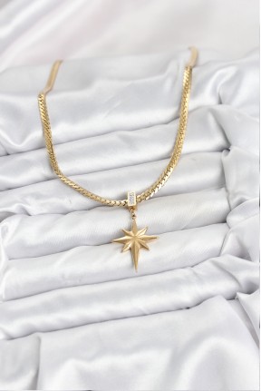 316l çelik Zincir Gold Renk Kutup Yıldızı Model Kadın Kolye 316l çelik Zincir Gold Renk Kutup Yıldızı Model Kadın Kolye