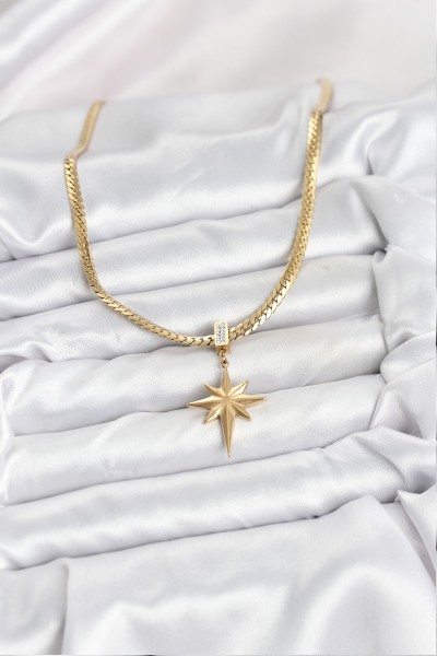 316l çelik Zincir Gold Renk Kutup Yıldızı Model Kadın Kolye 316l çelik Zincir Gold Renk Kutup Yıldızı Model Kadın Kolye