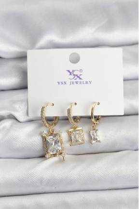 Gold Renk Zirkon Taşlı Kadın Küpe Gold Renk Zirkon Taşlı Kadın Küpe