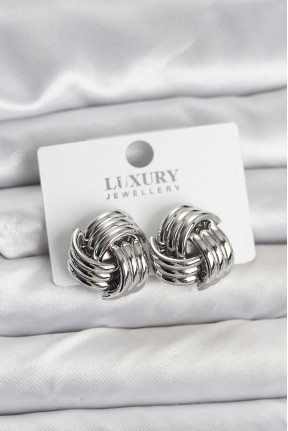 Pirinç Sarmal Gümüş Renk Kadın Küpe Pirinç Sarmal Gümüş Renk Kadın Küpe