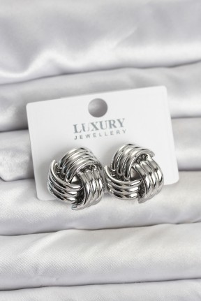 Pirinç Sarmal Gümüş Renk Kadın Küpe Pirinç Sarmal Gümüş Renk Kadın Küpe