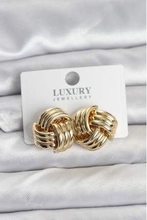 Pirinç Sarmal Gold Renk Kadın Küpe Pirinç Sarmal Gold Renk Kadın Küpe
