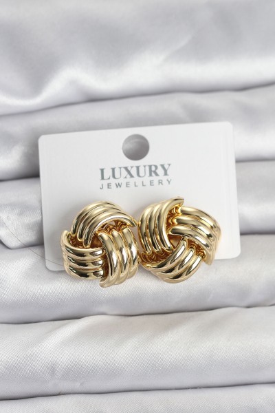 Pirinç Sarmal Gold Renk Kadın Küpe Pirinç Sarmal Gold Renk Kadın Küpe