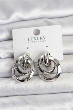 Gümüş Renk Halka Model Pirinç Kadın Küpe Gümüş Renk Halka Model Pirinç Kadın Küpe