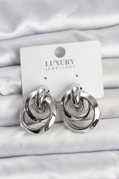 Gümüş Renk Halka Model Pirinç Kadın Küpe Gümüş Renk Halka Model Pirinç Kadın Küpe