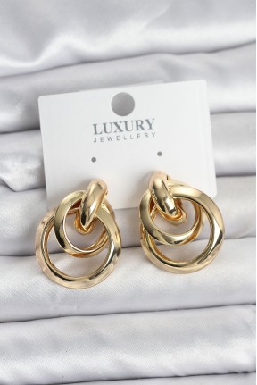 Gold Renk Halka Model Pirinç Kadın Küpe Gold Renk Halka Model Pirinç Kadın Küpe