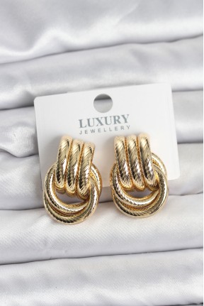 Gold Renk Halka Modelli Pirinç Kadın Küpe Gold Renk Halka Modelli Pirinç Kadın Küpe