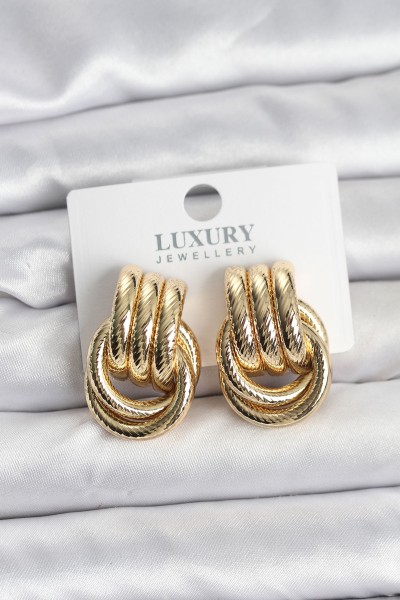 Gold Renk Halka Modelli Pirinç Kadın Küpe Gold Renk Halka Modelli Pirinç Kadın Küpe