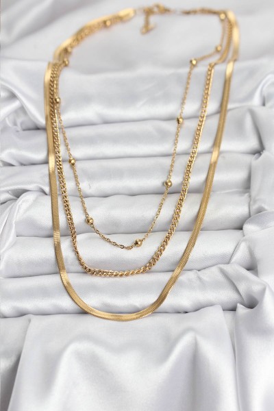 316l çelik Gold Renk 3'lü Kadın Kolye 316l çelik Gold Renk 3'lü Kadın Kolye