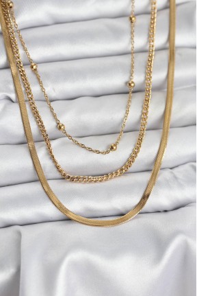 316l çelik Gold Renk 3'lü Kadın Kolye 316l çelik Gold Renk 3'lü Kadın Kolye