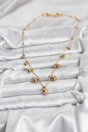 316l çelik Zincir Gold Renk Topçuklu Kolye