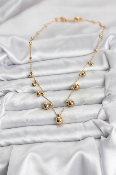 316l çelik Zincir Gold Renk Topçuklu Kolye 316l çelik Zincir Gold Renk Topçuklu Kolye