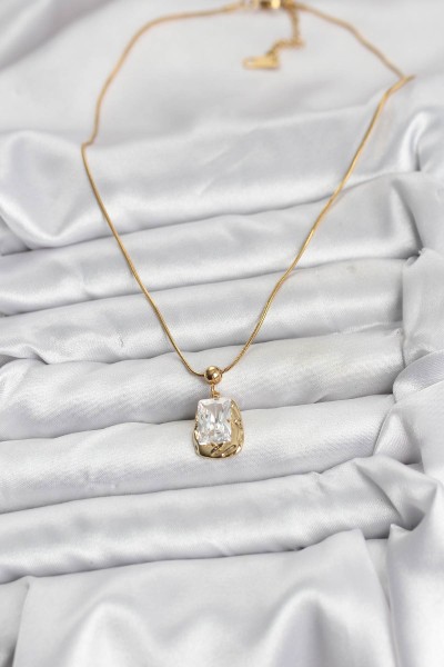 316l çelik Zincir Gold Renk Zirkon Taşlı Kadın Kolye 316l çelik Zincir Gold Renk Zirkon Taşlı Kadın Kolye