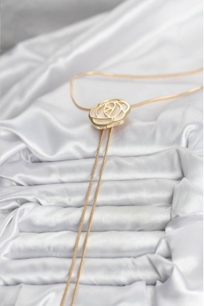 Pirinç Gold Renk Gül Model Asansörlü Kadın Kolye Pirinç Gold Renk Gül Model Asansörlü Kadın Kolye