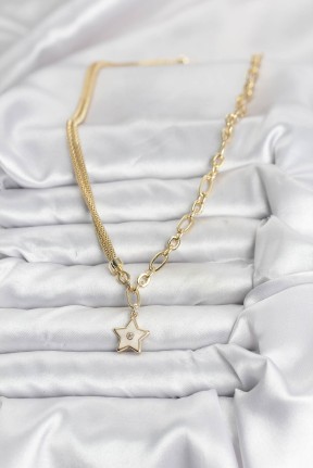 Gold Renk Pirinç Yıldız Model Kadın Kolye Gold Renk Pirinç Yıldız Model Kadın Kolye