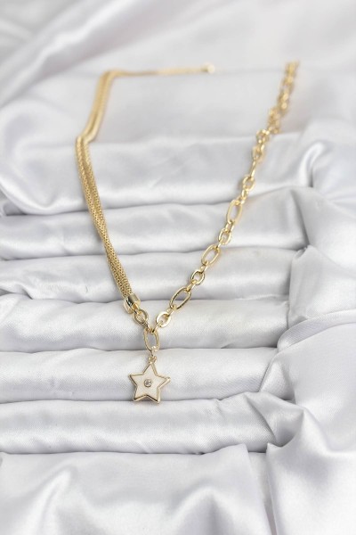 Gold Renk Pirinç Yıldız Model Kadın Kolye Gold Renk Pirinç Yıldız Model Kadın Kolye