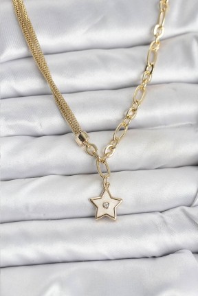 Gold Renk Pirinç Yıldız Model Kadın Kolye Gold Renk Pirinç Yıldız Model Kadın Kolye