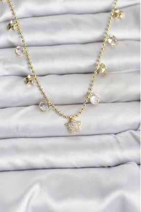 Pirinç Gold Renk Yıldız Model Kadın Kolye Pirinç Gold Renk Yıldız Model Kadın Kolye