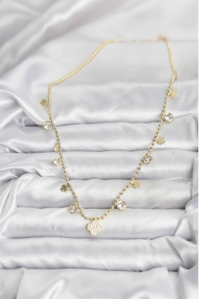 Pirinç Gold Renk Yonca Model Kadın Kolye Pirinç Gold Renk Yonca Model Kadın Kolye