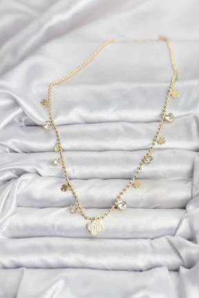 Pirinç Gold Renk Yonca Model Kadın Kolye Pirinç Gold Renk Yonca Model Kadın Kolye