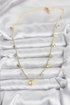 Pirinç Gold Renk Kalp Model Kadın Kolye Pirinç Gold Renk Kalp Model Kadın Kolye