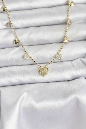 Pirinç Gold Renk Kalp Model Kadın Kolye Pirinç Gold Renk Kalp Model Kadın Kolye