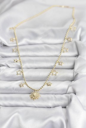 Pirinç Gold Renk Güneş Model Kadın Kolye Pirinç Gold Renk Güneş Model Kadın Kolye