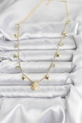 Pirinç Gold Renk Zirkon Taşlı Kutup Yıldızı Model Kadın Kolye Pirinç Gold Renk Zirkon Taşlı Kutup Yıldızı Model Kadın Kolye
