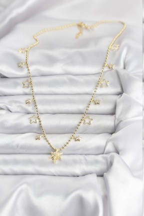 Pirinç Gold Renk Zirkon Taşlı Kutup Yıldızı Model Kadın Kolye Pirinç Gold Renk Zirkon Taşlı Kutup Yıldızı Model Kadın Kolye