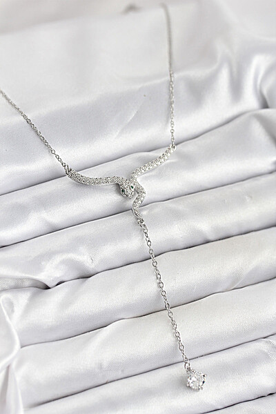 316l çelik Zincir Gümüş Renk Yılan Model Y Kolye 316l çelik Zincir Gümüş Renk Yılan Model Y Kolye