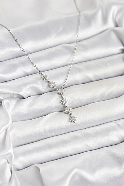 316l çelik Zincir Gümüş Renk Kutup Yıldızı Model Kadın Kolye