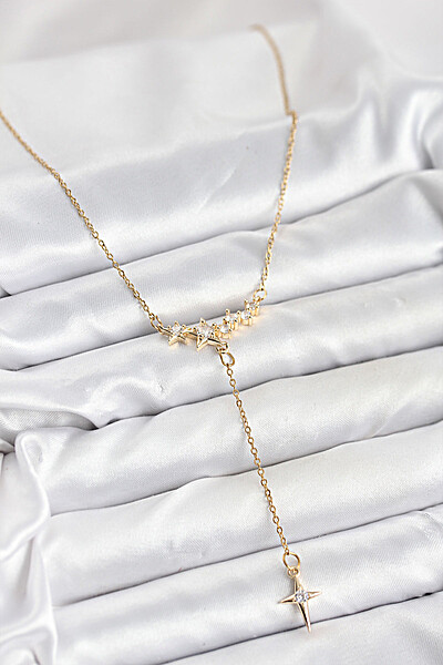 316l çelik Zincir Gold Renk Yıldız Model Y Kadın Kolye