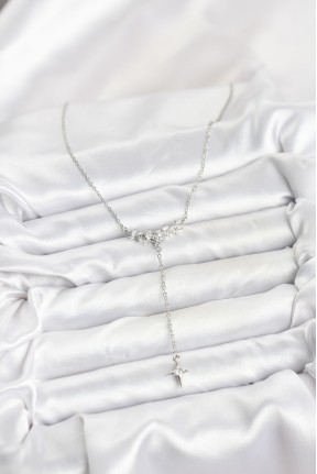 316l çelik Zincir Gümüş Renk Yıldız Model Y Kadın Kolye