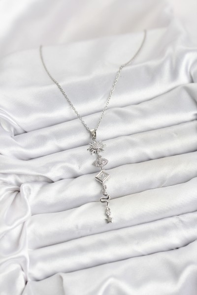 316l çelik Zincir Gümüş Renk Güneş Ve Enerji Model Kadın Y Kolye