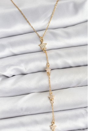 316l çelik Zincir Gold Renkli Yıldız Model Kadın Y Kolye