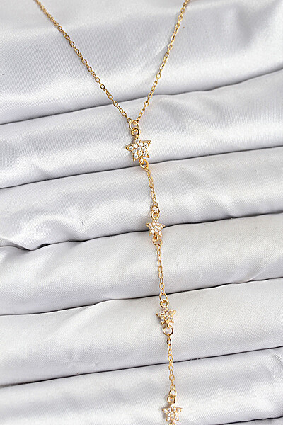 316l çelik Zincir Gold Renkli Yıldız Model Kadın Y Kolye