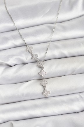 316l çelik Zincir Gümüş Renk Yonca Model Kadın Kolye 316l çelik Zincir Gümüş Renk Yonca Model Kadın Kolye