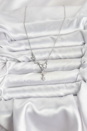 316l çelik Zincir Gümüş Renk Kelebek Model Kadın Kolye 316l çelik Zincir Gümüş Renk Kelebek Model Kadın Kolye