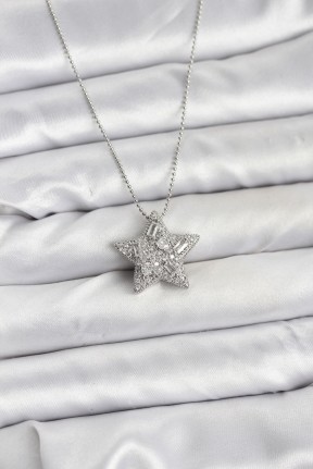 316l çelik Zincir Gümüş Renk Zincirli Gümüş Yıldız Model Kadın Kolye 316l çelik Zincir Gümüş Renk Zincirli Gümüş Yıldız Model Kadın Kolye