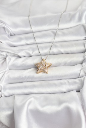 316l çelik Zincir Gümüş Renk Zincirli Gold Yıldız Model Kadın Kolye 316l çelik Zincir Gümüş Renk Zincirli Gold Yıldız Model Kadın Kolye