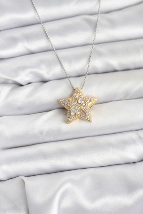 316l çelik Zincir Gümüş Renk Zincirli Gold Yıldız Model Kadın Kolye 316l çelik Zincir Gümüş Renk Zincirli Gold Yıldız Model Kadın Kolye