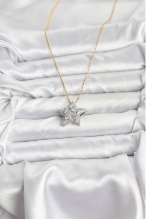 316l çelik Zincir Gold Renk Zincirli Gümüş Yıldız Model Kadın Kolye