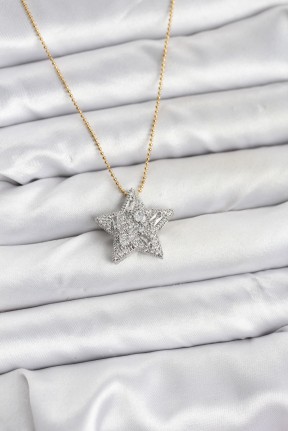 316l çelik Zincir Gold Renk Zincirli Gümüş Yıldız Model Kadın Kolye 316l çelik Zincir Gold Renk Zincirli Gümüş Yıldız Model Kadın Kolye
